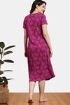Zivame Gilded Opulence Viscose Mid Length Nightdress - Red Plum — thumbnail 4